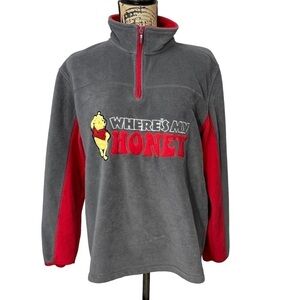 VINTAGE Disney Pooh Half Zip Fleece Sweater Size Large “Where’s My Honey”
